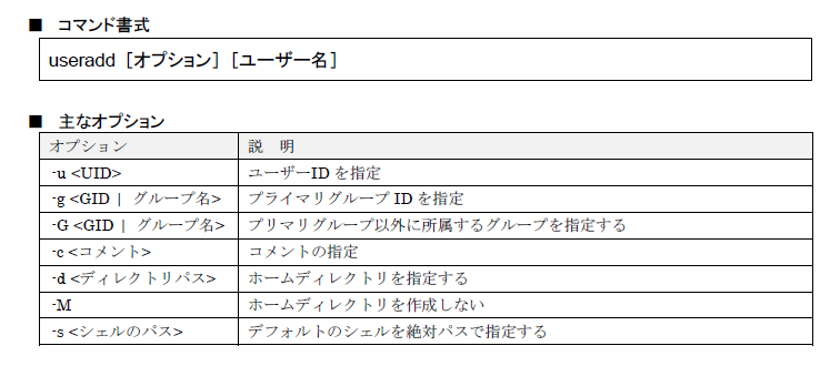 図7 useradd コマンド